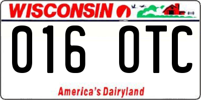 WI license plate 016OTC
