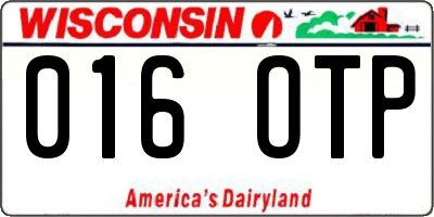 WI license plate 016OTP
