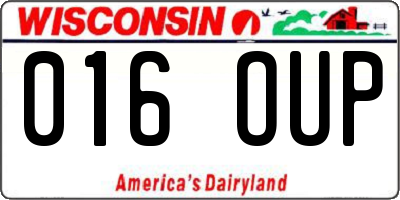 WI license plate 016OUP