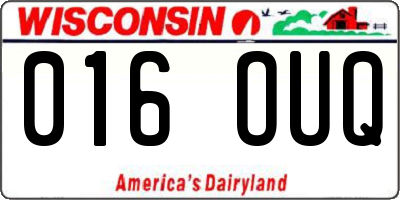 WI license plate 016OUQ
