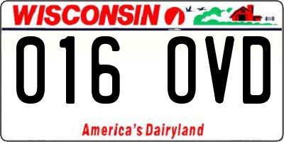 WI license plate 016OVD