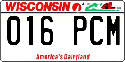 WI license plate 016PCM