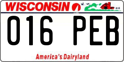 WI license plate 016PEB