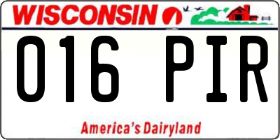 WI license plate 016PIR