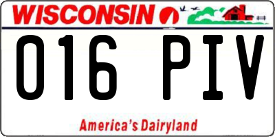 WI license plate 016PIV
