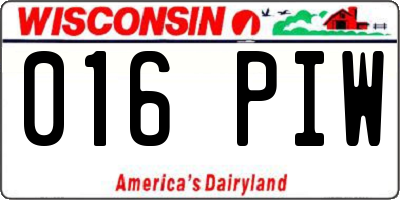 WI license plate 016PIW