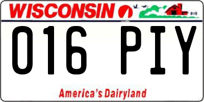 WI license plate 016PIY