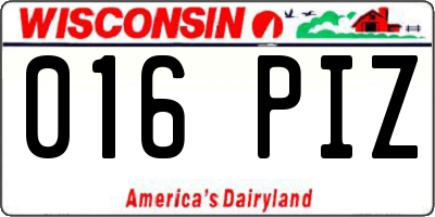 WI license plate 016PIZ