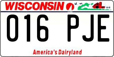 WI license plate 016PJE