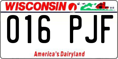 WI license plate 016PJF