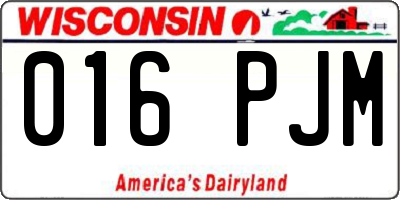 WI license plate 016PJM