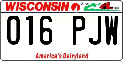 WI license plate 016PJW