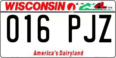WI license plate 016PJZ