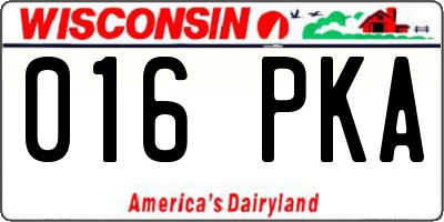 WI license plate 016PKA