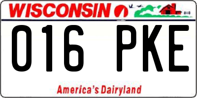 WI license plate 016PKE