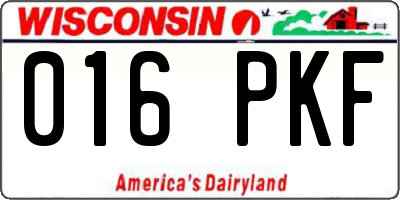 WI license plate 016PKF