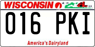 WI license plate 016PKI