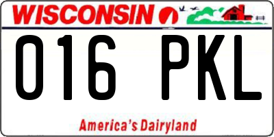 WI license plate 016PKL