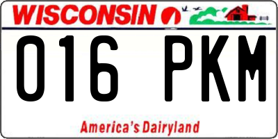 WI license plate 016PKM