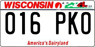 WI license plate 016PKO