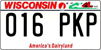 WI license plate 016PKP