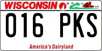 WI license plate 016PKS