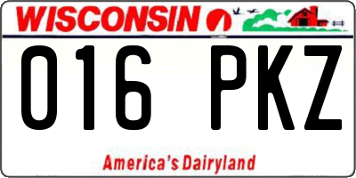 WI license plate 016PKZ