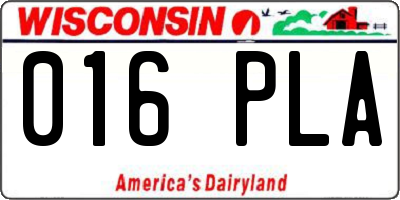 WI license plate 016PLA