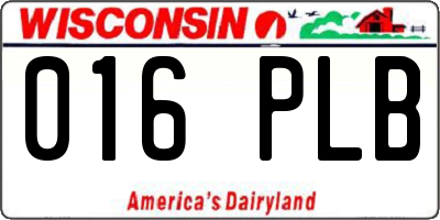 WI license plate 016PLB