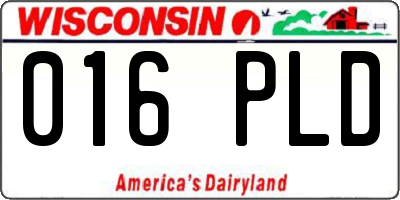 WI license plate 016PLD