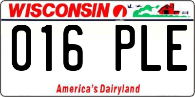 WI license plate 016PLE