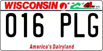 WI license plate 016PLG
