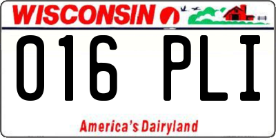WI license plate 016PLI