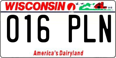 WI license plate 016PLN