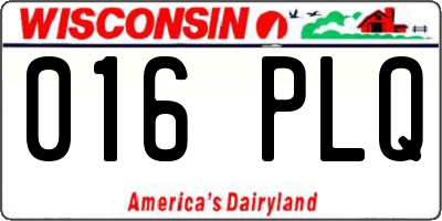 WI license plate 016PLQ