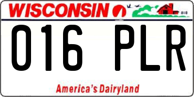 WI license plate 016PLR