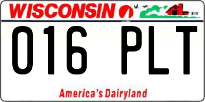 WI license plate 016PLT