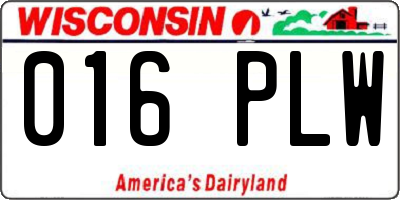 WI license plate 016PLW