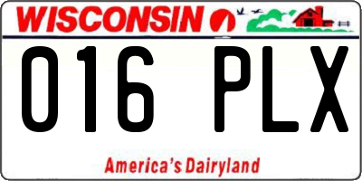 WI license plate 016PLX