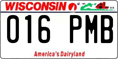WI license plate 016PMB