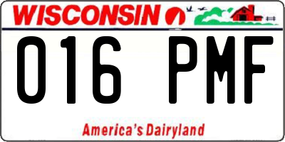 WI license plate 016PMF