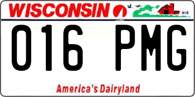WI license plate 016PMG