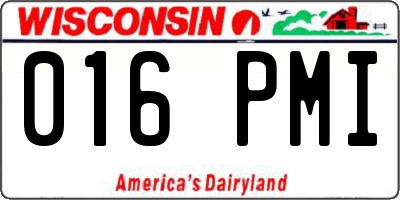 WI license plate 016PMI