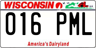 WI license plate 016PML