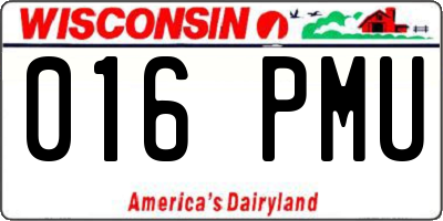 WI license plate 016PMU