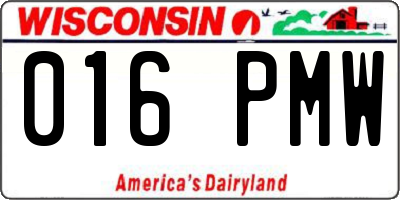 WI license plate 016PMW