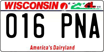 WI license plate 016PNA