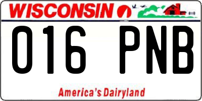 WI license plate 016PNB