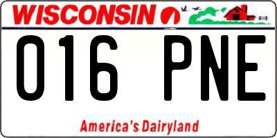 WI license plate 016PNE
