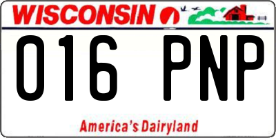 WI license plate 016PNP